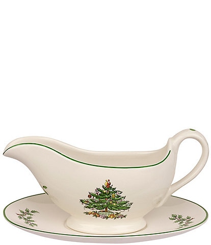 Spode Christmas Tree Sauce Boat & Stand