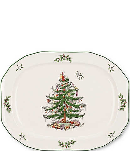 Spode Christmas Tree Sculpted Oval Platter, 14#double;