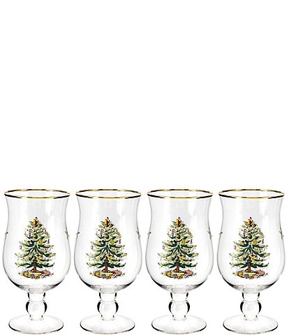 Spode Christmas Tree Tulip Glasses, Set of 4