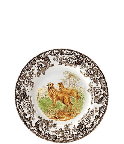 Spode Festive Fall Collection Woodland Hunting Dogs Golden Retriever Salad Plate