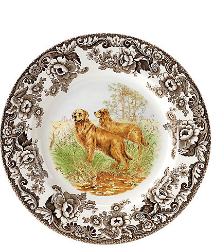Spode Festive Fall Collection Woodland Hunting Dogs Golden  Retriever Salad Plate