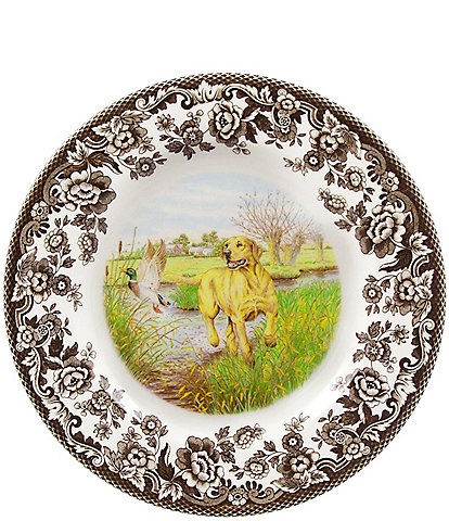 Spode Woodland Hunting Dogs Yellow Labrador Retriever Salad Plate