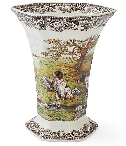 Spode Woodland Collection Hunting Dogs Hexagonal Vase