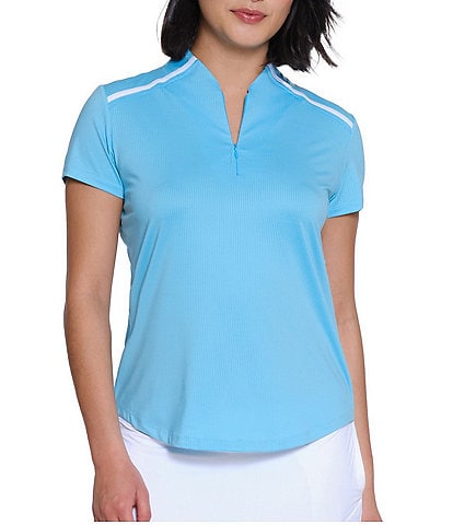 Sport Haley Cortina Collared Quarter Zip Short Sleeve Top