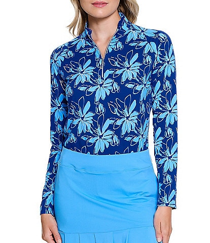 Sport Haley Night Fall Floral Print Tempo Mock Neck Long Sleeve Pullover