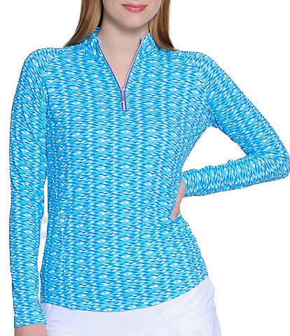 Sport Haley Print Tempo Quarter Zip Mock Neck Long Sleeve Pullover
