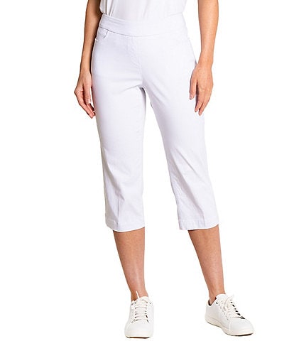 Sport Haley Simulation Solid 5-Pocket Pull-On Capri Pants