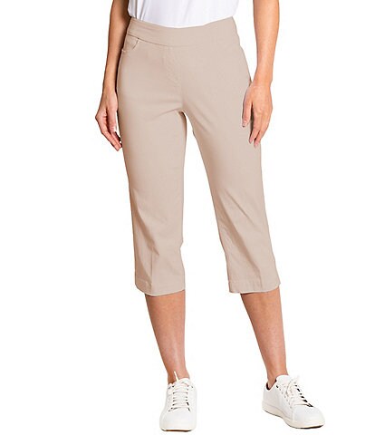 Sport Haley Simulation Solid 5-Pocket Pull-On Capri Pants