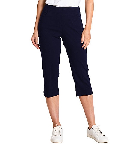 Sport Haley Simulation Solid 5-Pocket Pull-On Capri Pants