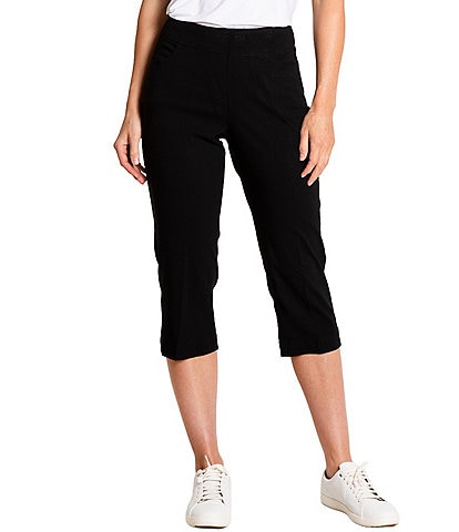 Sport Haley Simulation Solid 5-Pocket Pull-On Capri Pants