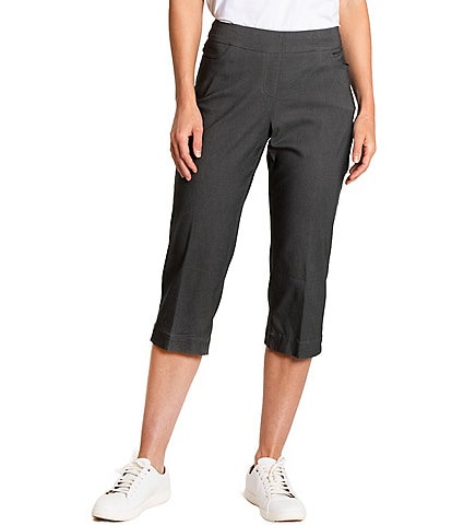 Simulation Solid 5-Pocket Pull-On Capri Pants