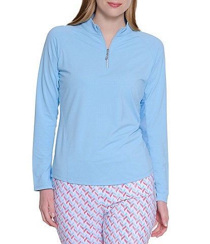 Sport Haley Sunscape UPF Mesh Long Sleeve Quarter Zip Mockneck Top