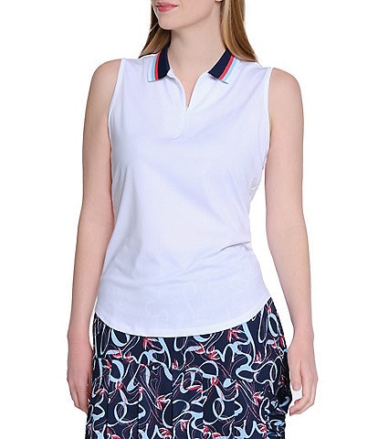 Sport Haley Vista Collared Sleeveless Contrast Trim Detail Quarter-Zip Polo
