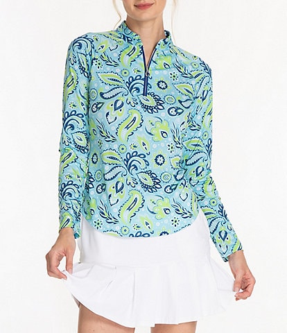 Sport Haley Worth Paisley Printed Long Sleeve Coordinating Polo Top