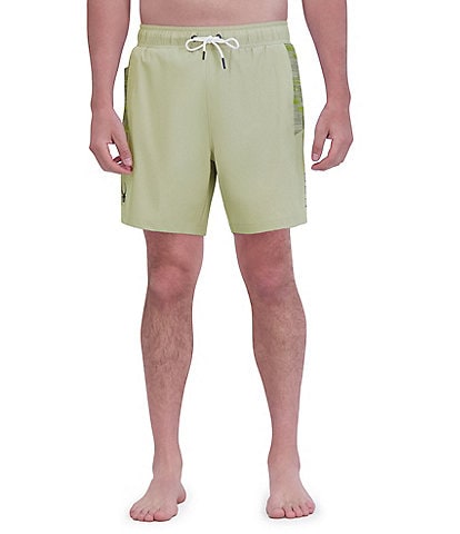 Spyder Brushed Print Color Blocked 7#double; Inseam Volley Swim Trunks