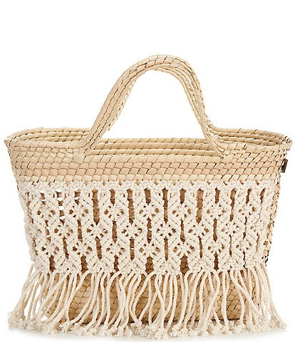 Squeeze De Citron Resort Macrame Palm Bell Handle Tote Bag