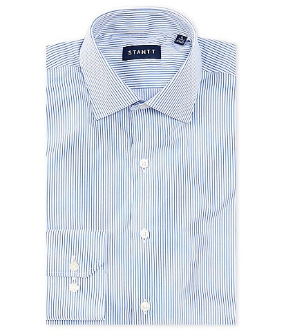 STANTT Classic Fit Performance Stretch Spread Collar Bengal Stripe Dress Shirt