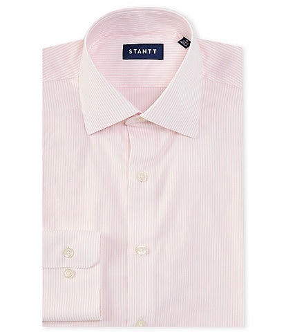 STANTT Performance Stretch Classic Fit Hidden Button Down Collar Bengal Stripe Dress Shirt