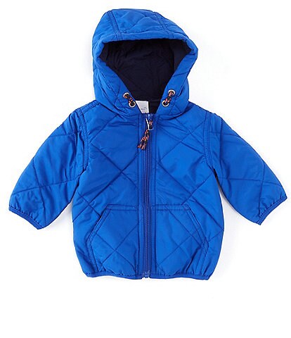 Starting Out Baby 3-9 Months Light Quilted Puffer Front Zip Hooded Coat
