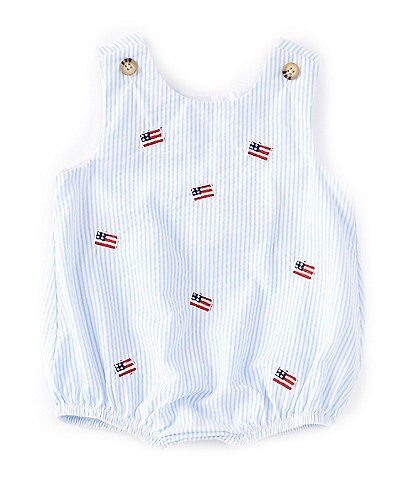 Starting Out Baby Boys 3-24 Months Sleeveless American Flag Seersucker Bubble Romper