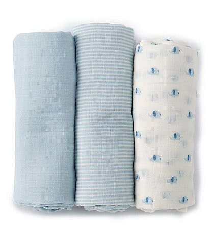 Starting Out Baby Boys Elephant 3-Pack Swaddle Blankets