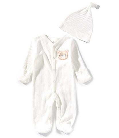 Starting Out Baby Boys Long-Sleeve Bear Applique Footie Coverall