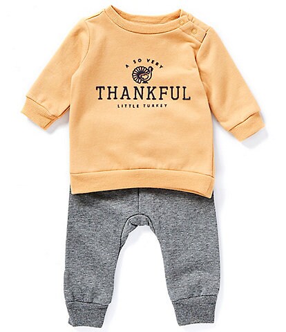Starting Out Baby Boys Newborn-24 Months Long Sleeve Thankful Bodysuit & Pants Two Piece Set