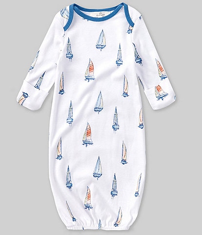 Starting Out Baby Boys Newborn-6 Months Round Neckline Long Sleeve Sailboat Gown