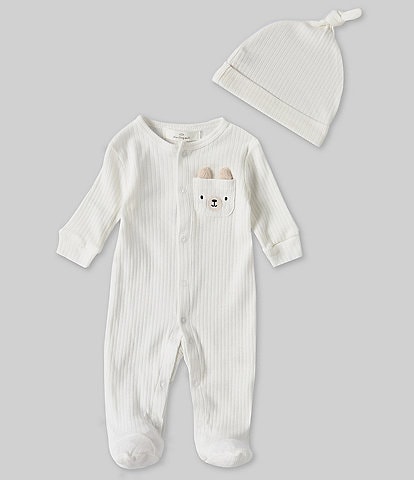Starting Out Baby Boys Newborn-9 Months Long-Sleeve Bear Pocket Footie Coverall