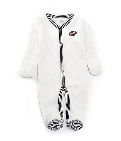 Starting Out Baby Boys Newborn-9 Months Round Neck Long Sleeve Embroidered Football Footie Coverall