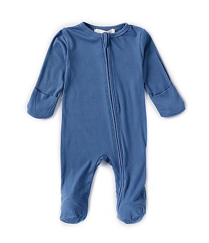 Starting Out Baby Boys Newborn-9 Months Round Neck Long Sleeve Rib Knit Zip Footie Coverall