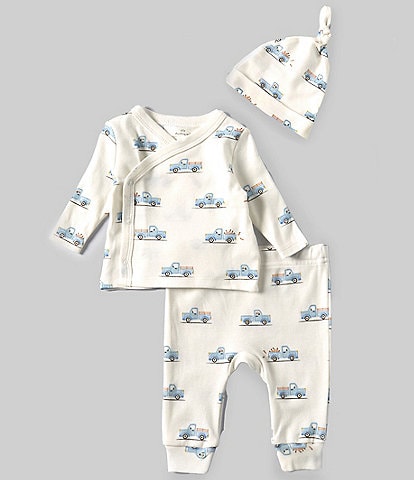 Starting Out Baby Boys Newborn-9 Months Truck Long Sleeve Kimono & Pants Set
