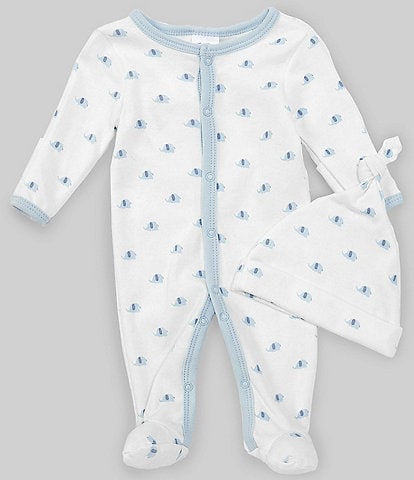 Starting Out Baby Boys Preemie-9 Months Long-Sleeve Elephant Footed Coverall & Knotted Hat Set