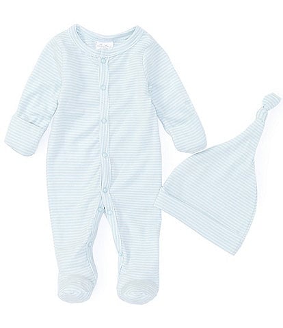 Starting Out Baby Boys Preemie-9 Months Long Sleeve Footed Stipe Coverall & Knot Hat 2-Piece Set