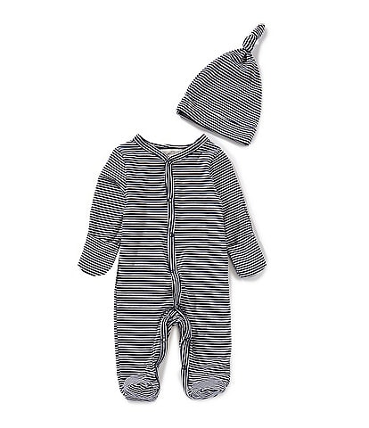Starting Out Baby Boys Preemie-9 Months Long Sleeve Footie Stipe Coverall & Knot Hat 2-Piece Set
