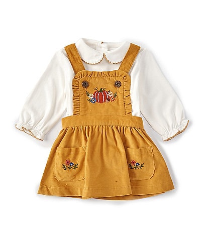 Starting Out Baby Girls 3-24 Months Long Sleeve Shirt & Pumpkin Embroidery Corduroy Jumper 2-Piece Set