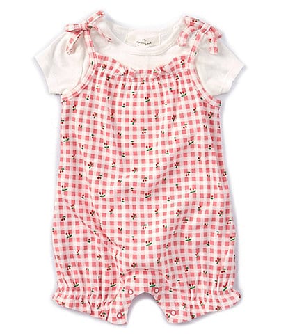 Starting Out Baby Girls 3-24 Months Round Neck Short Sleeve Cherries & Gingham Romper