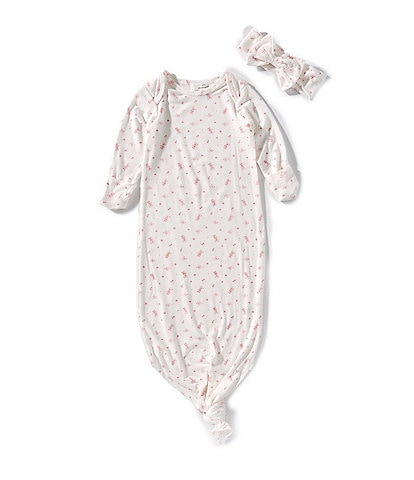 Starting Out Baby Girls Long Sleeve Ballet Print Knotted Gown
