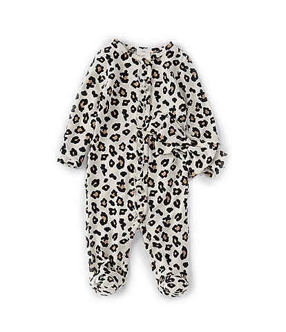 Starting Out Baby Girls Newborn - 6 Months Long Sleeve Footed Animal Print Coverall & Headband Set