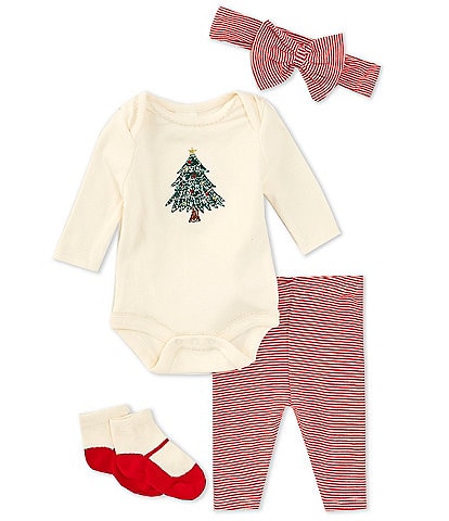 Starting Out Baby Girls Newborn-18 Months My 1st Christmas Long Sleeve Bodysuit & Stripe Leggings Set