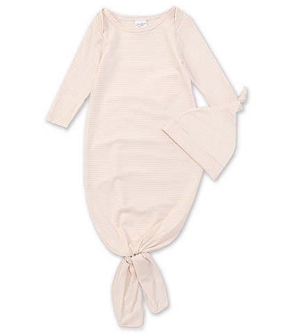 Starting Out Baby Girls Newborn-6 Months Long-Sleeve Stripe Knotted Gown