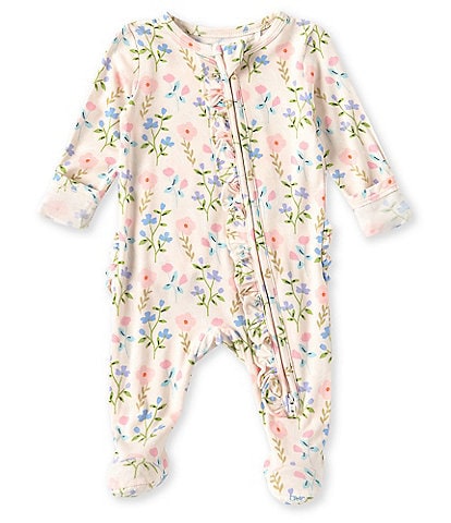 Angel Dear Baby Girls Newborn-9 Months Long Sleeve Footed Multi Floral Print Coverall