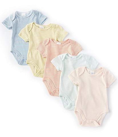 Starting Out Baby Newborn-9 Months Short Sleeve Multi-Color Micro Stripe 5-Pack Bodysuit