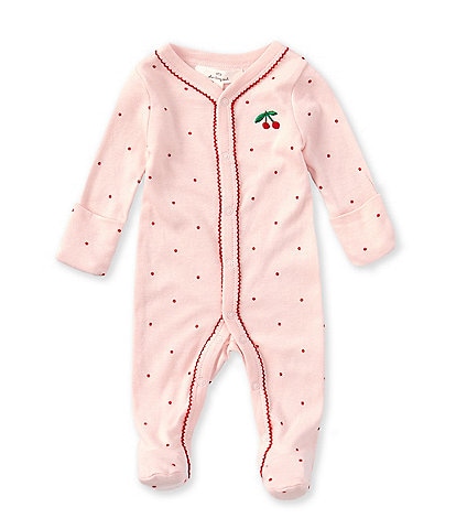 Starting Out Baby Girls Newborn-9 Months Round Neck Long Sleeve Polka Dot Footie Coverall