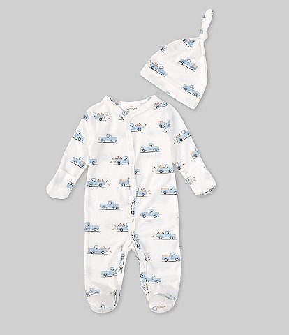 Starting Out Baby Newborn-9 Months Truck Print Long Sleeve Footed Coverall & Knot Hat 2-Piece Set