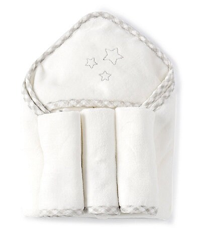 Starting Out Baby Hooded Towel & Washcloths Star Bath Set