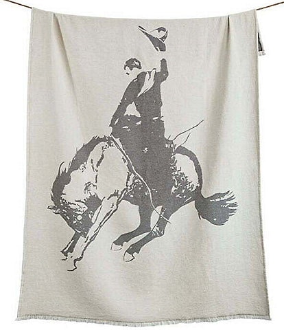 Stetson Bucking Bronco Chenille Western Jacquard Throw Blanket