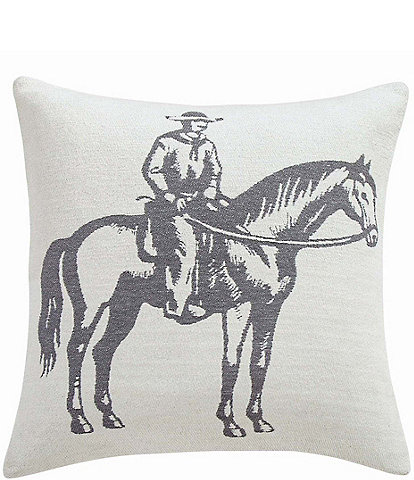 Stetson Lone Rider Chenille Western Jacquard Decorative Square Pillow