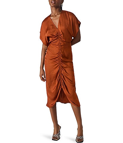 Steve Madden Aimee V Neck Short Sleeve Midi Dress