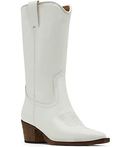Steve Madden Albany Leather Western Block Heel Mid Boots